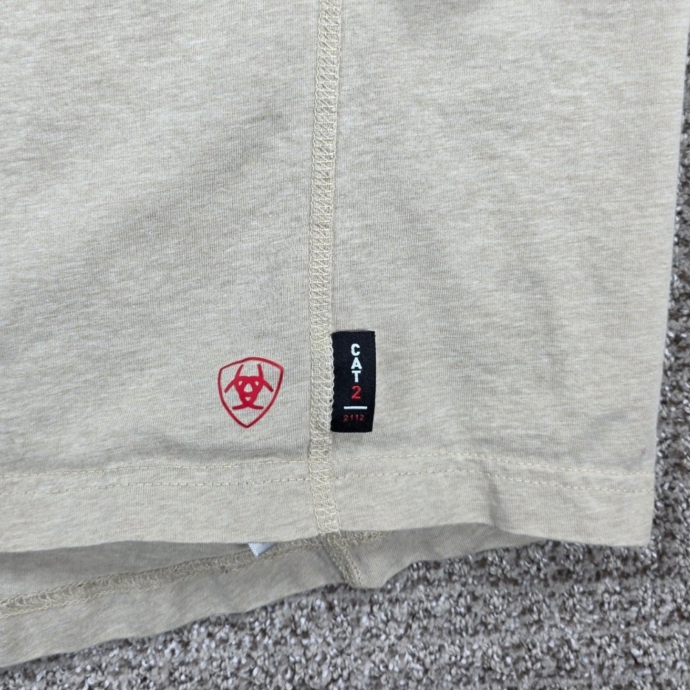 Ariat FR Work Shirt Mens 3XL Beige Flame Resistant Long Sleeve Pocket Tee CAT 2 - Picture 4 of 9